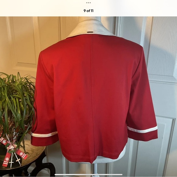 St John Power Crimson Red 💋 NWT dress suit couture Jacket SJ buttons Sz M 12 - Picture 9 of 11